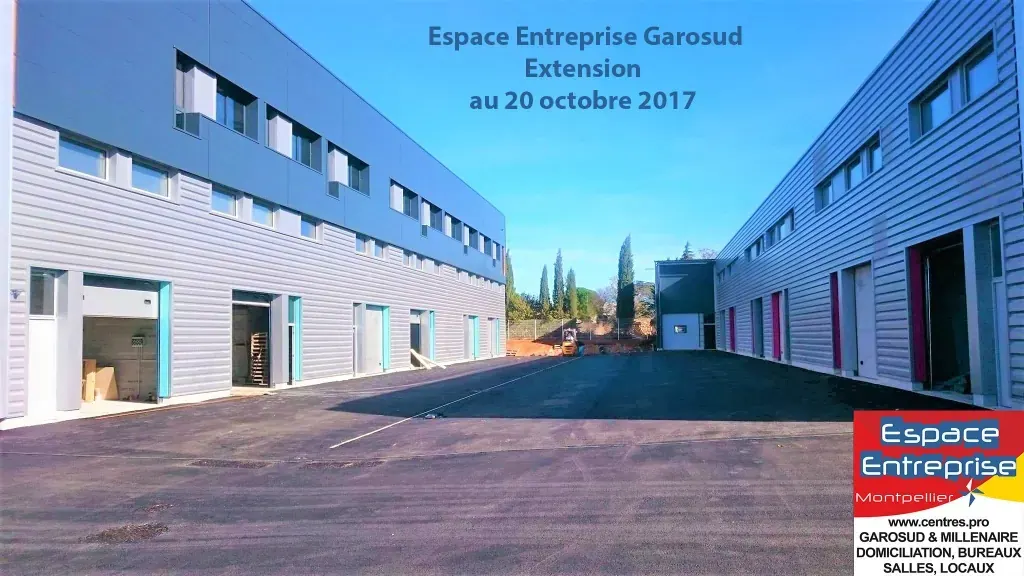Visite privée de l'extension Espace Entreprise Garosud novembre 2018 à Montpellier : vue d'ensemble de l'extension Espace Entreprise Garosud en cours de travaux