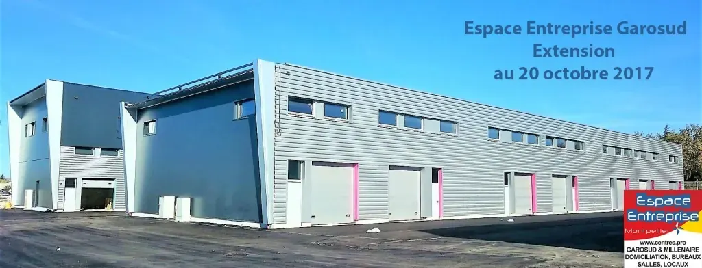 Visite privée de l'extension Espace Entreprise Garosud novembre 2018 à Montpellier : façade de l'extension Garosud photographiée en octobre 2017
