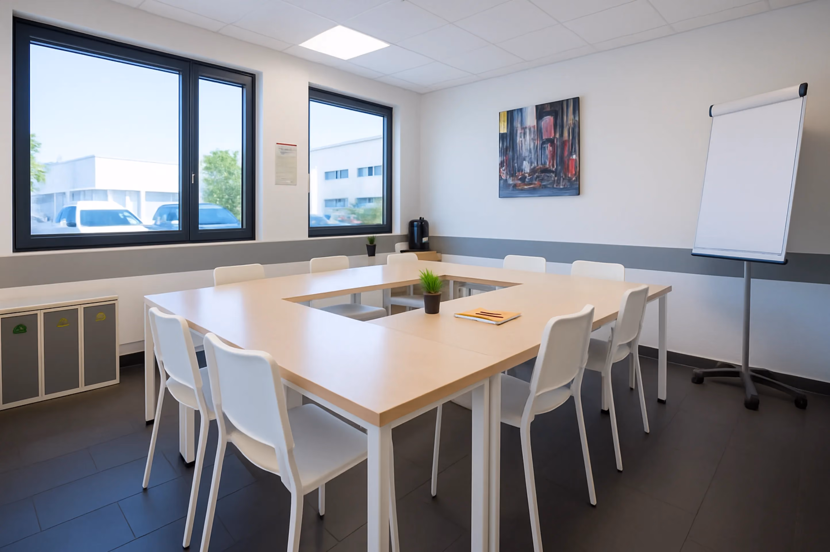 Salle de réunion Soléa 5 équipée d'un paperboard et d'un tableau à Espace Entreprise Garosud