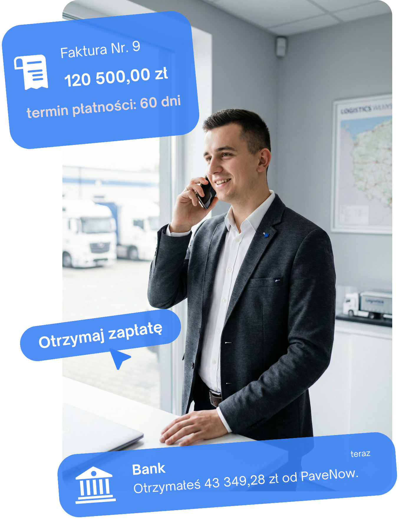 Klient korzystający z faktoringu online w PaveNow