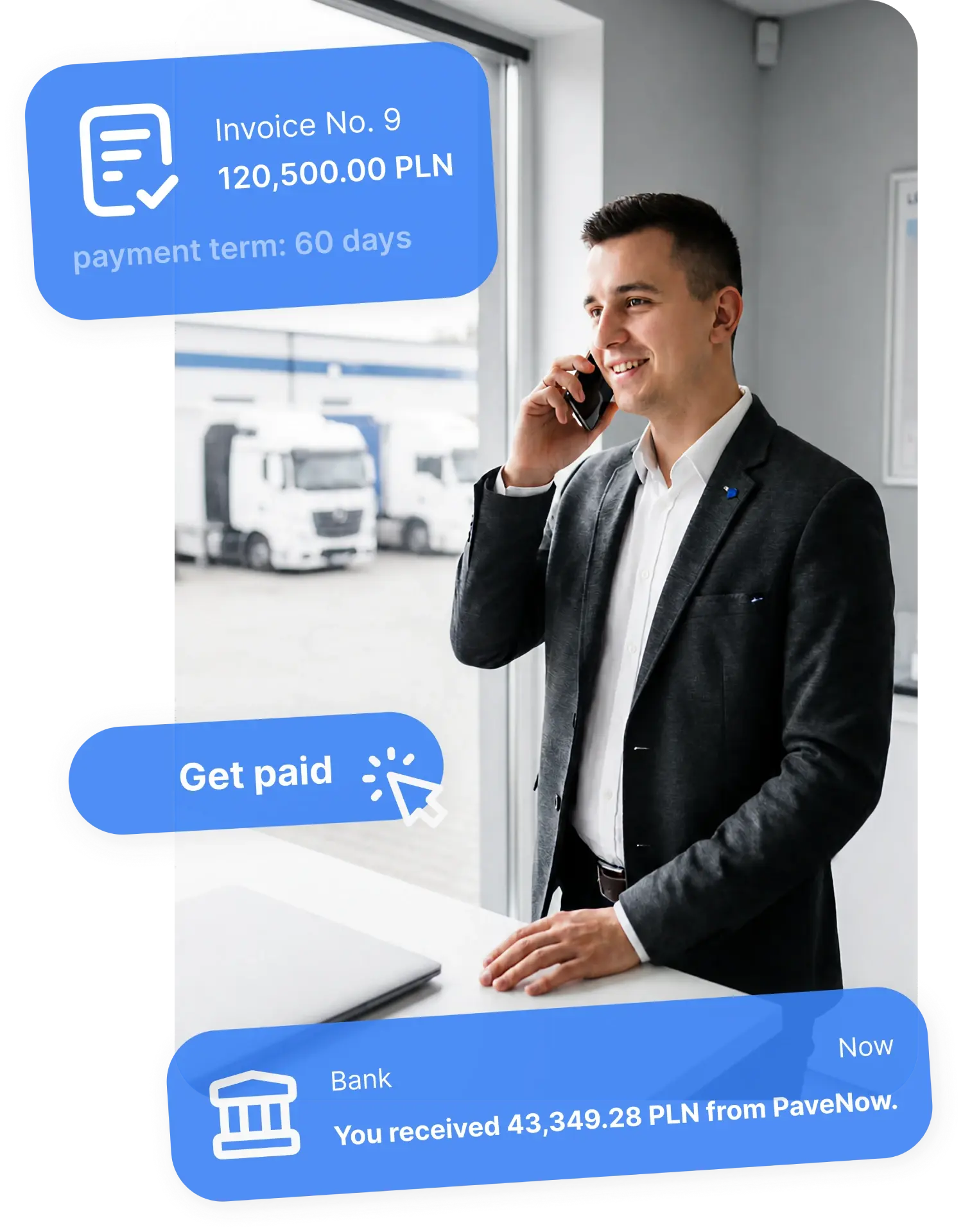 SME entrepreneur using PaveNow online factoring - turning an invoice into cash