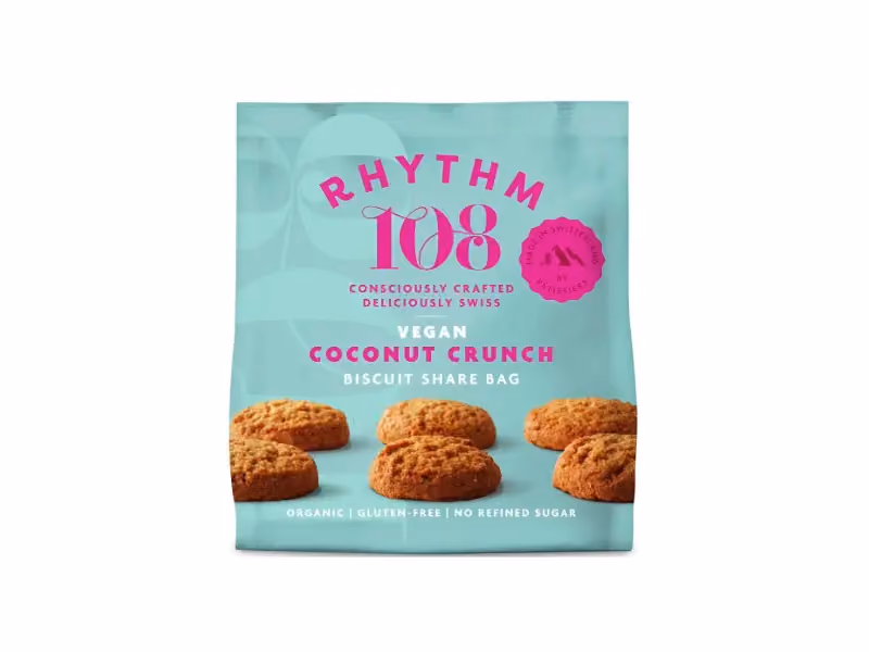 Rhythm108 Coconut Crunch Biscuit Share Bag 135gRhythm108 Coconut Crunch Biscuit Share Bag 135g
