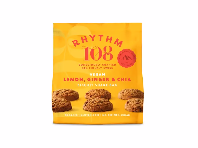 Rhythm108 Lemon - Ginger and Chia Biscuit Share Bag 135g