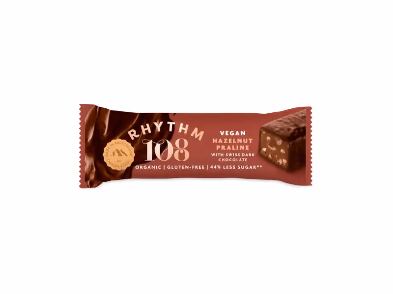 Rhythm108 - Swiss Vegan Hazelnut Praline Bar 33gRhythm108 - Swiss Vegan Hazelnut Praline Bar 33g