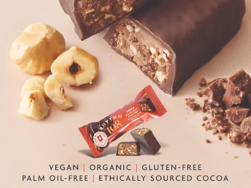 Rhythm108 - Swiss Vegan Hazelnut Praline Bar 33gRhythm108 - Swiss Vegan Hazelnut Praline Bar 33g