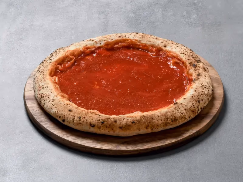 Pizza napolitaine - Base rouge 29 cm, précuite, prête à garnir.