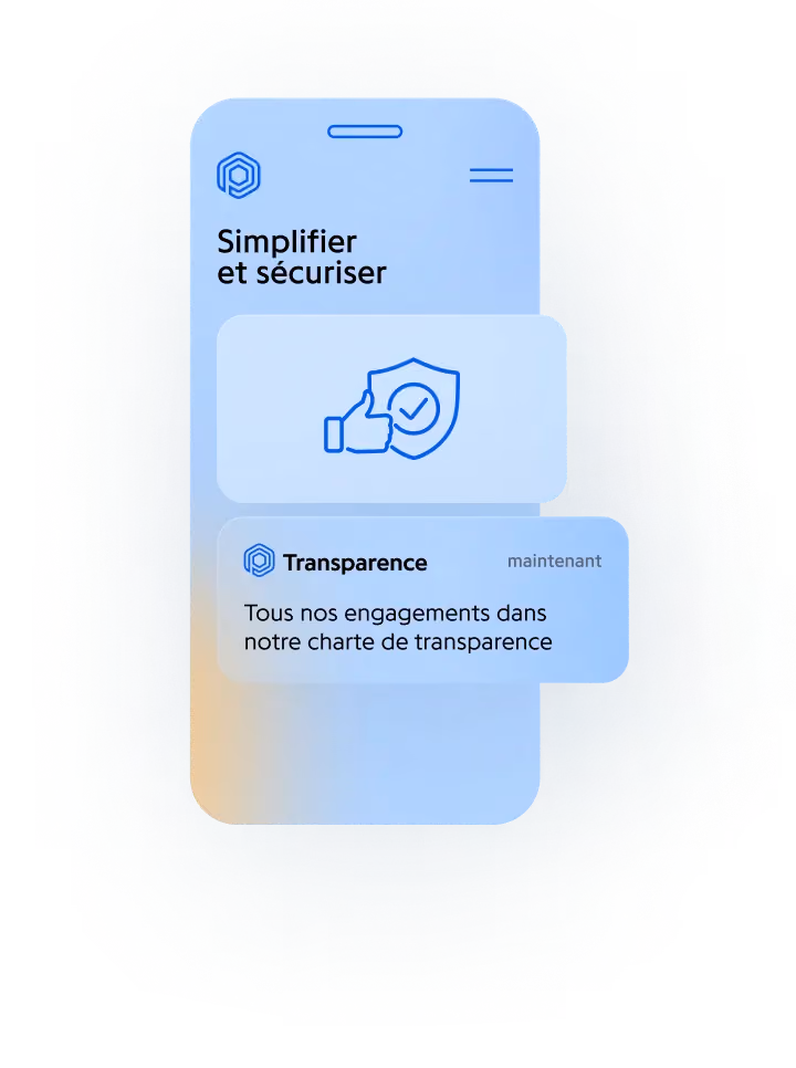 Application Protected : écran Simplifier et sécuriser, notification Transparence