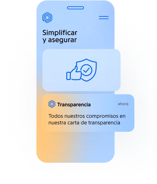 App Protected: pantalla de inicio y carta de transparencia de la marca