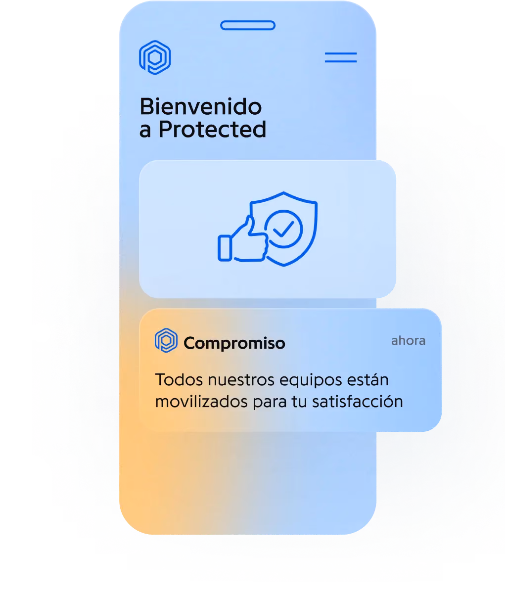 App Protected: pantalla de bienvenida con el compromiso de los equipos