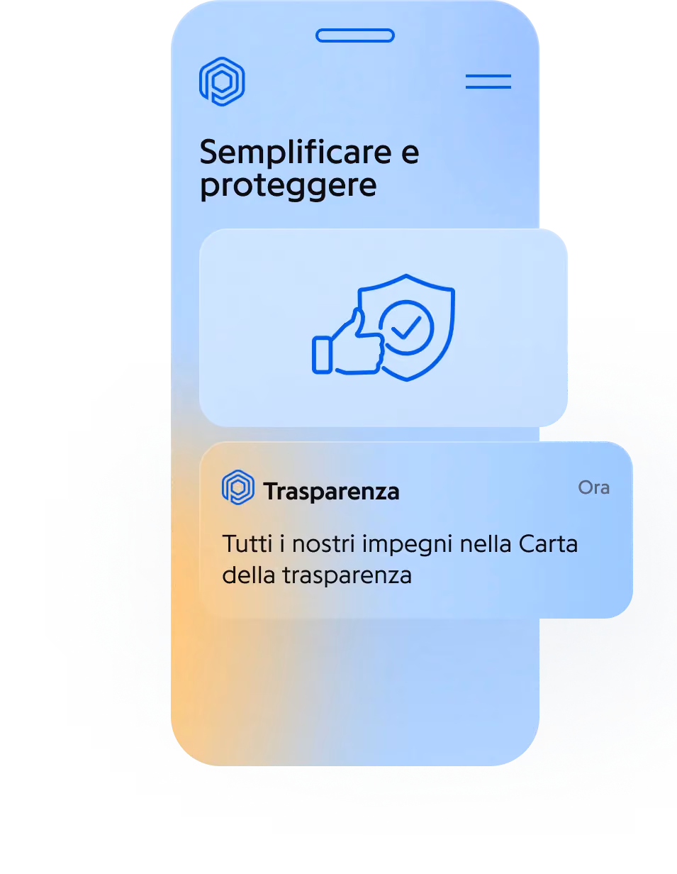 App Protected: schermata «Semplificare e proteggere» e Carta della trasparenza