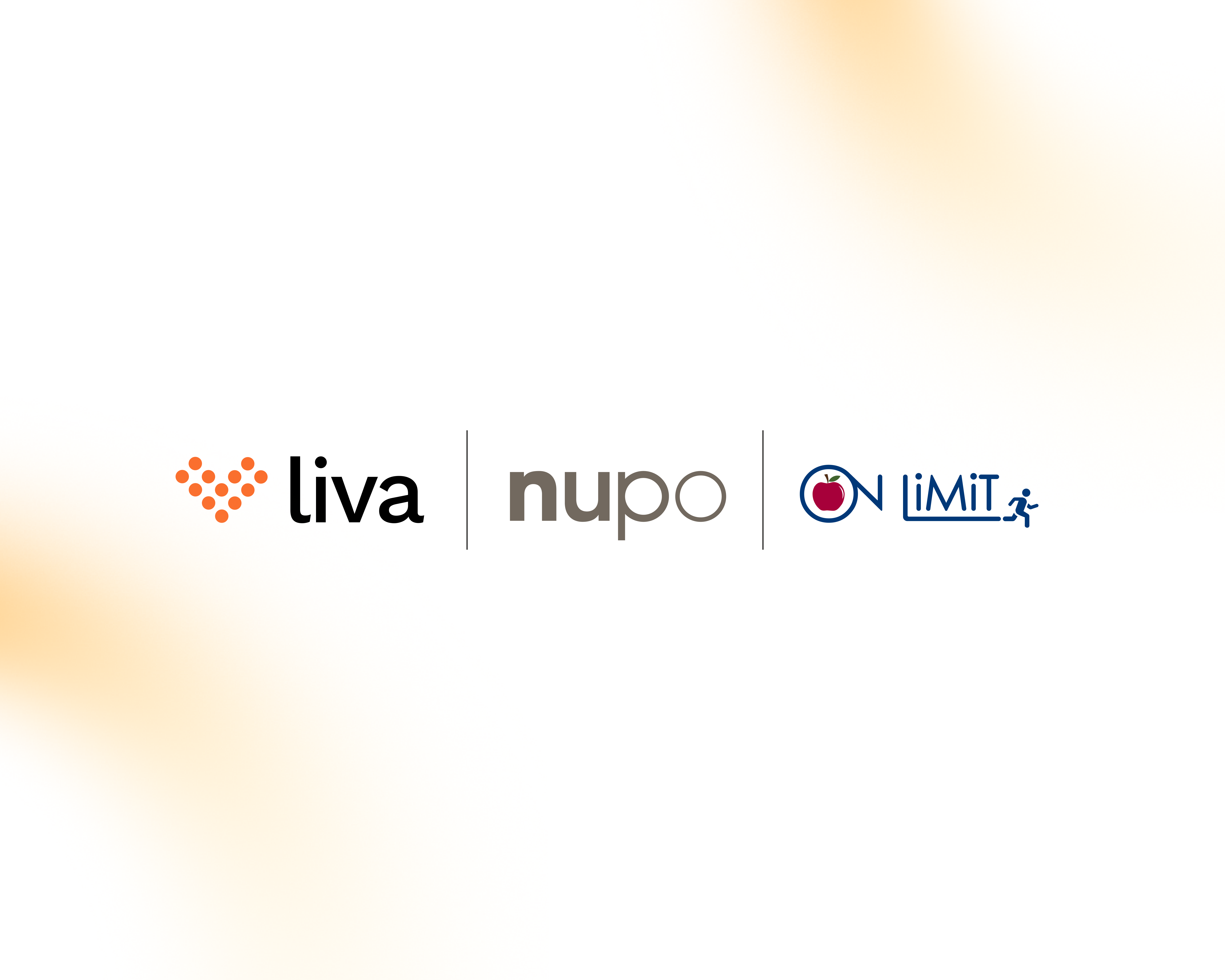 Liva Healthcare logo, Nupo logo og ON LiMiT logo