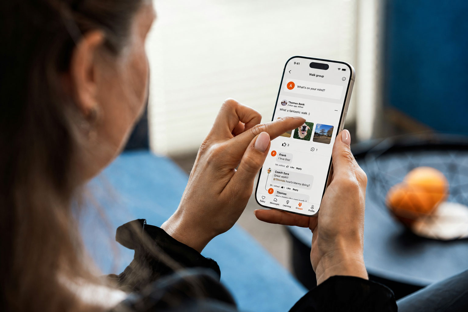 woman looking at the digital health app