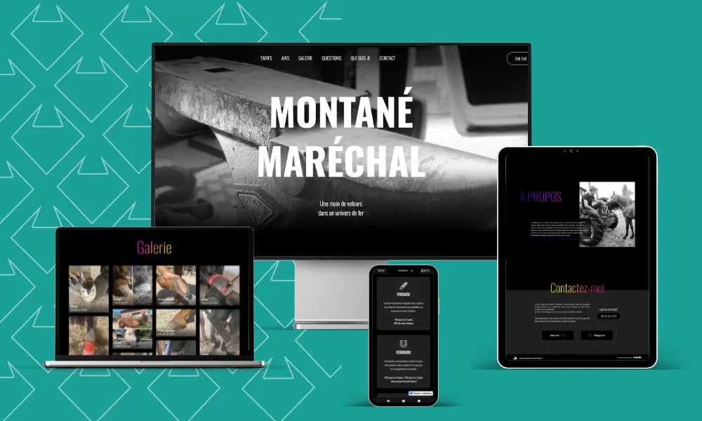 Maquette responsive du site internet du Maréchal ferrant, Montané Matthéo par Mahalo Digital