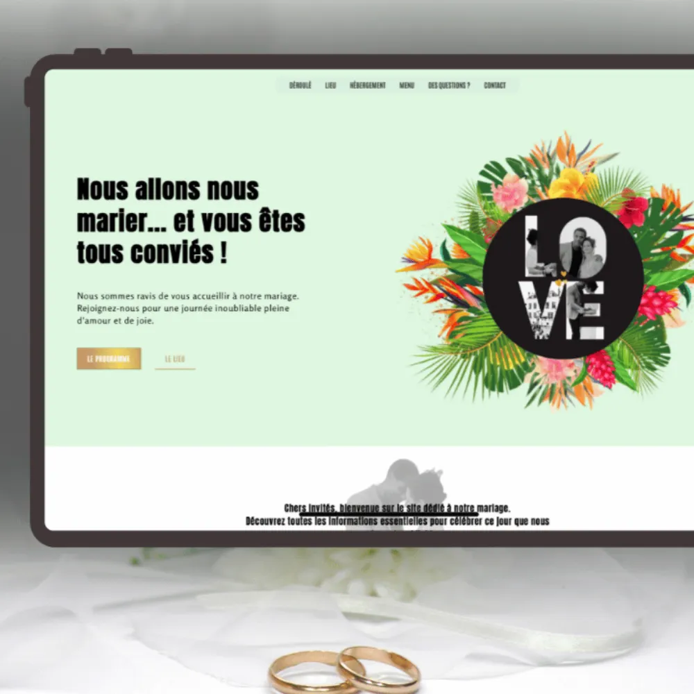 Maquette responsive du site internet de mariage par Mahalo Digital