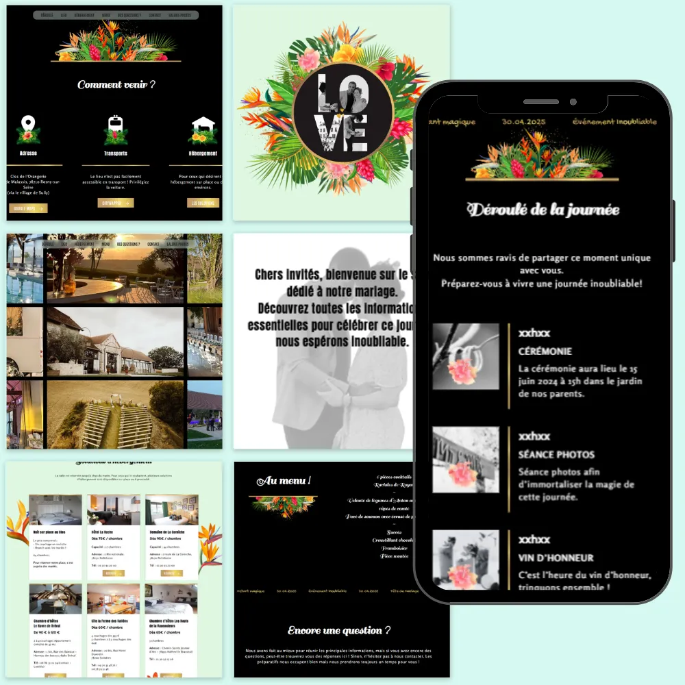 Maquette responsive du site internet de mariage par Mahalo Digital