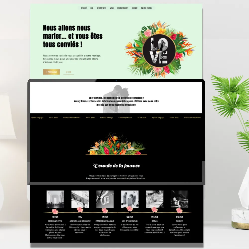 Maquette responsive du site internet de mariage par Mahalo Digital