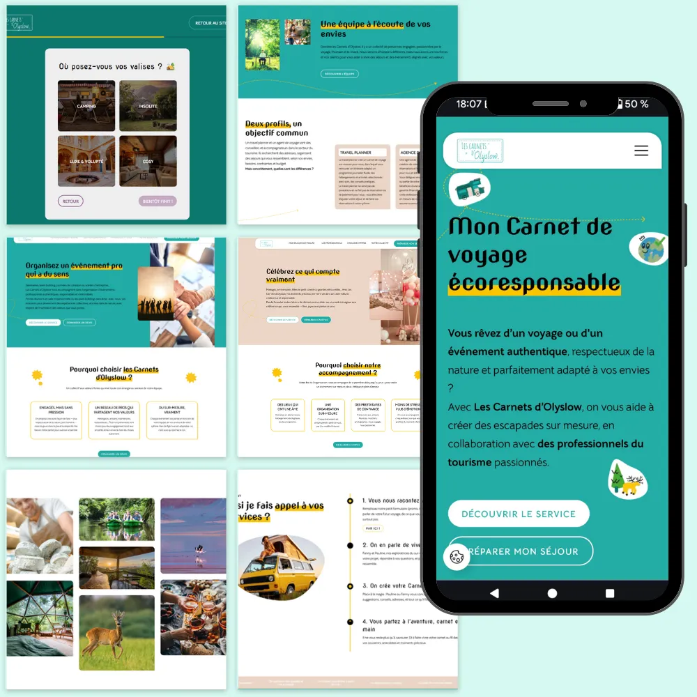 Maquette responsive du site internet Les Carnets d'Olyslow par Mahalo Digital