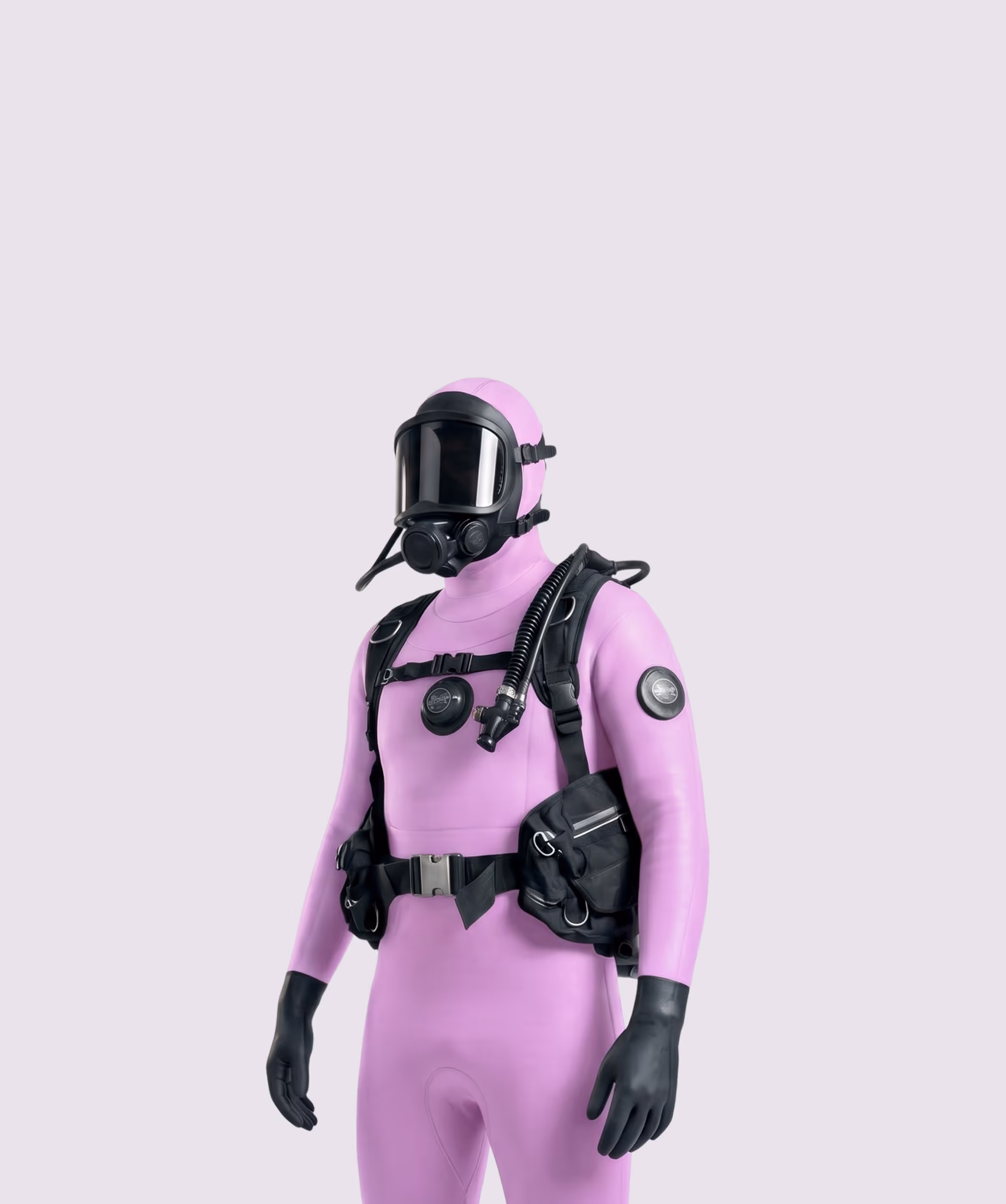 Brand Presence lead dressed as a scuba diver in a pink wetsuit.