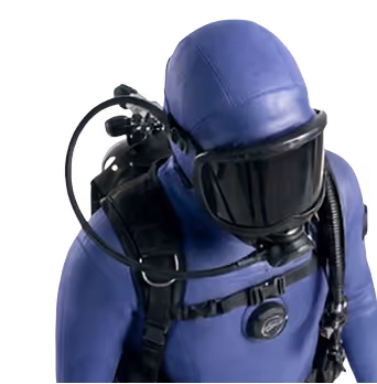 Scuba diver in navy wetsuit.