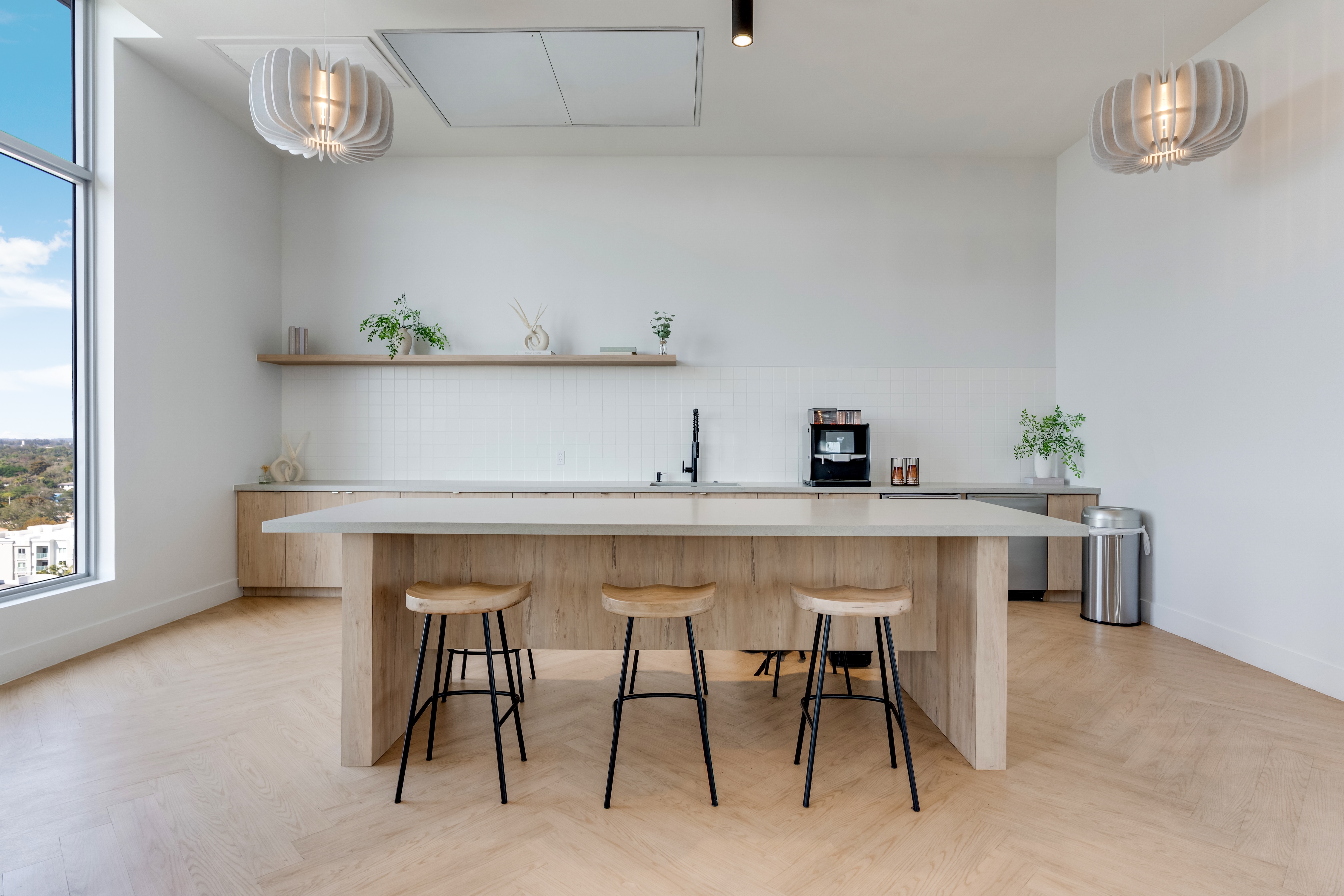 Clubhouse with kitchen and bar seating