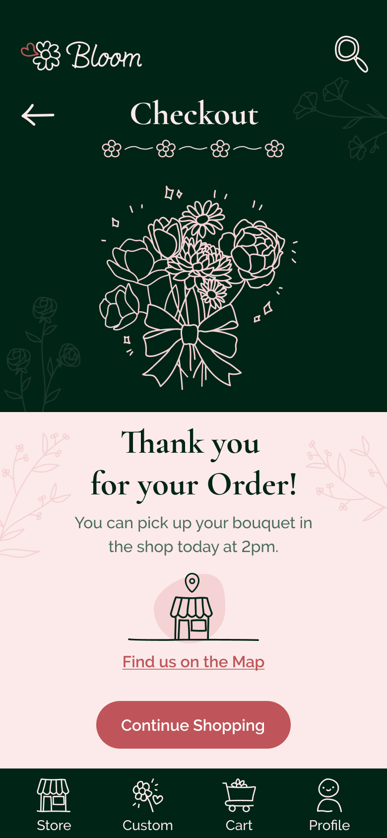 High fidelity MockUp des Customizers, abgebildet ist die Bestellbestätigung.