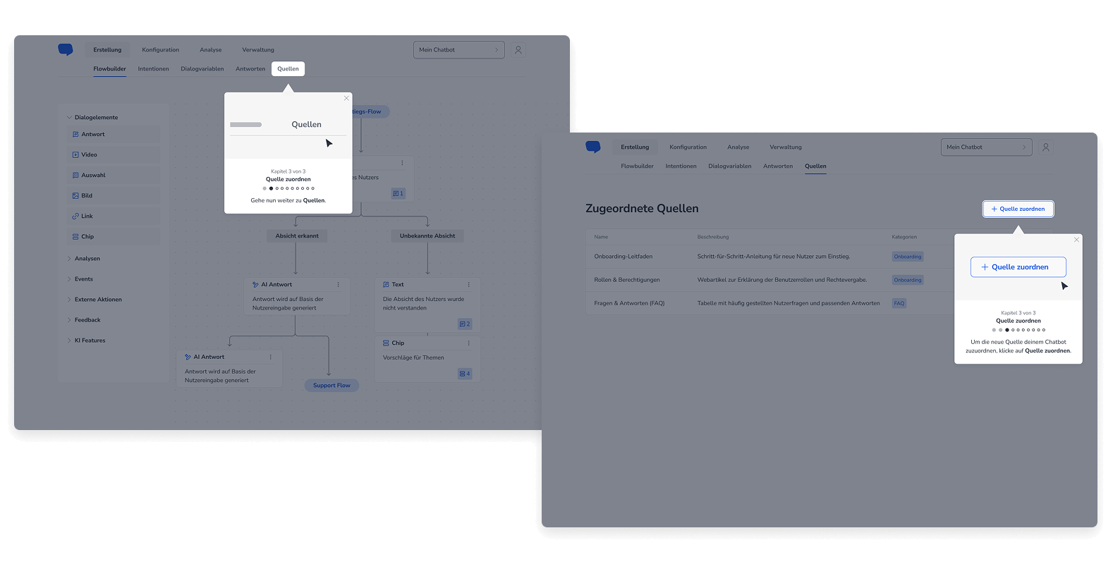 Im nächsten Schritt wird die Quelle dem passenden Chatbot zugewiesen.