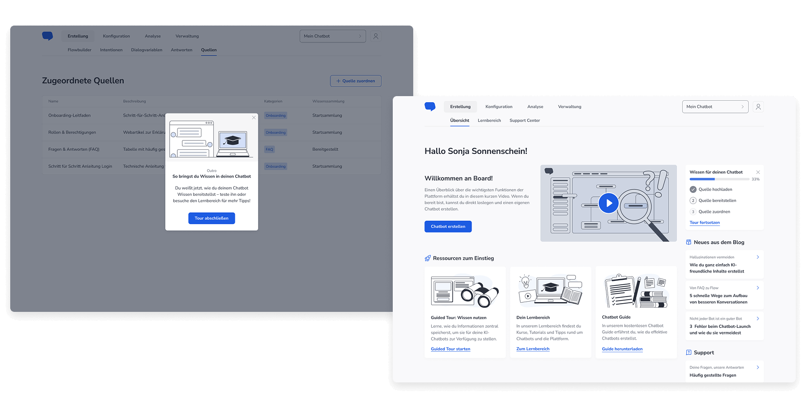 Die Tour ist abgeschlossen. Unterbrechungen sind kein Problem, sie lässt sich jederzeit auf der Startseite fortsetzen oder im Lernebreich neu starten.