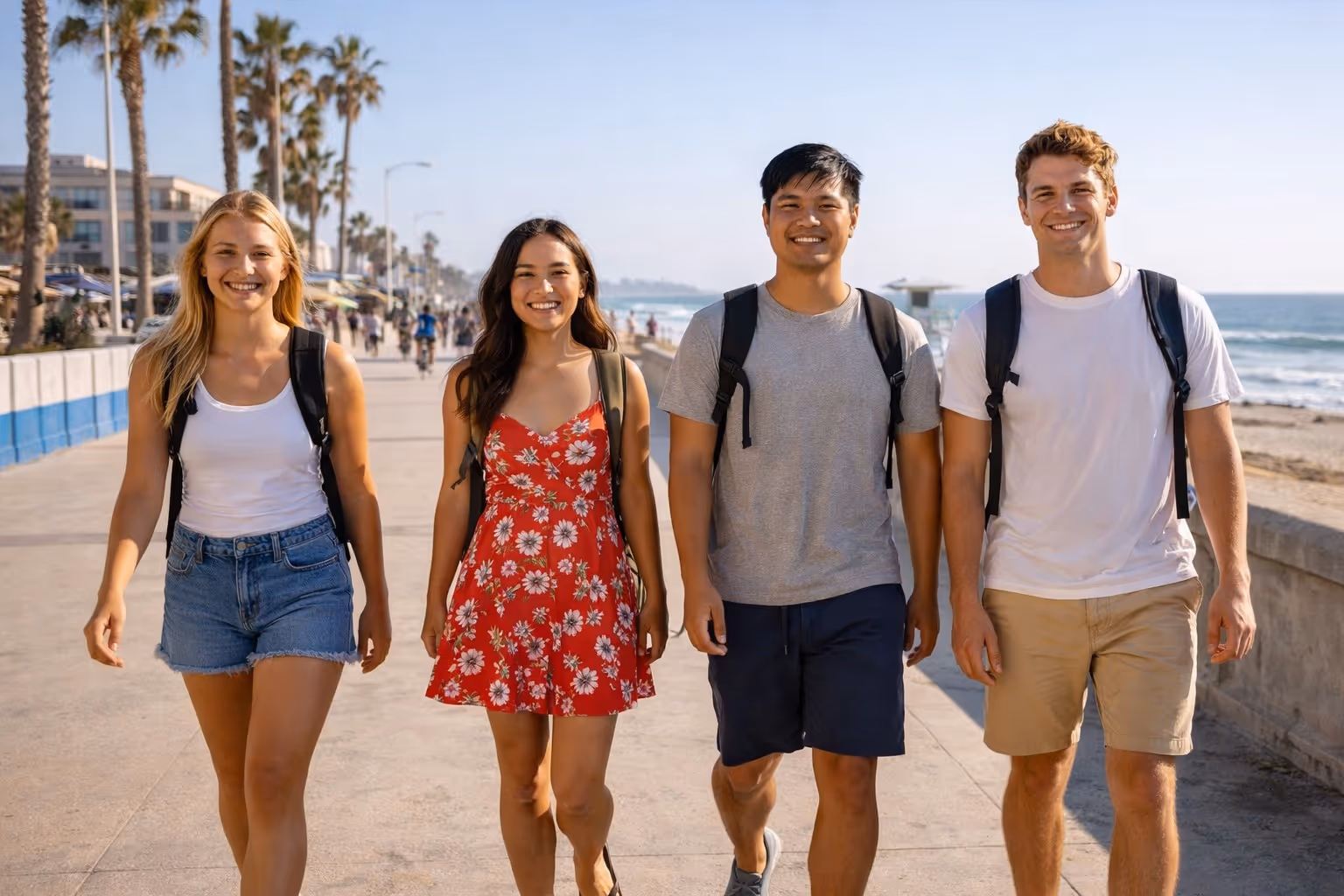 Pacific Beach boardwalk near CEL San Diego campus on Hornblend Street