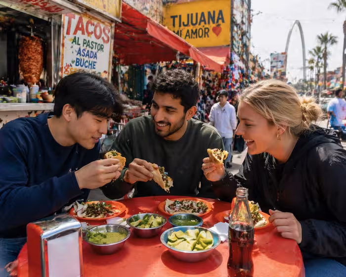 Stand de street food à Tijuana — excursion populaire de week-end depuis San Diego pour les étudiants en séjour linguistique