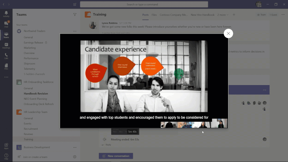 Recording Meetings and Searchign Transcripts in Microsoft Teams