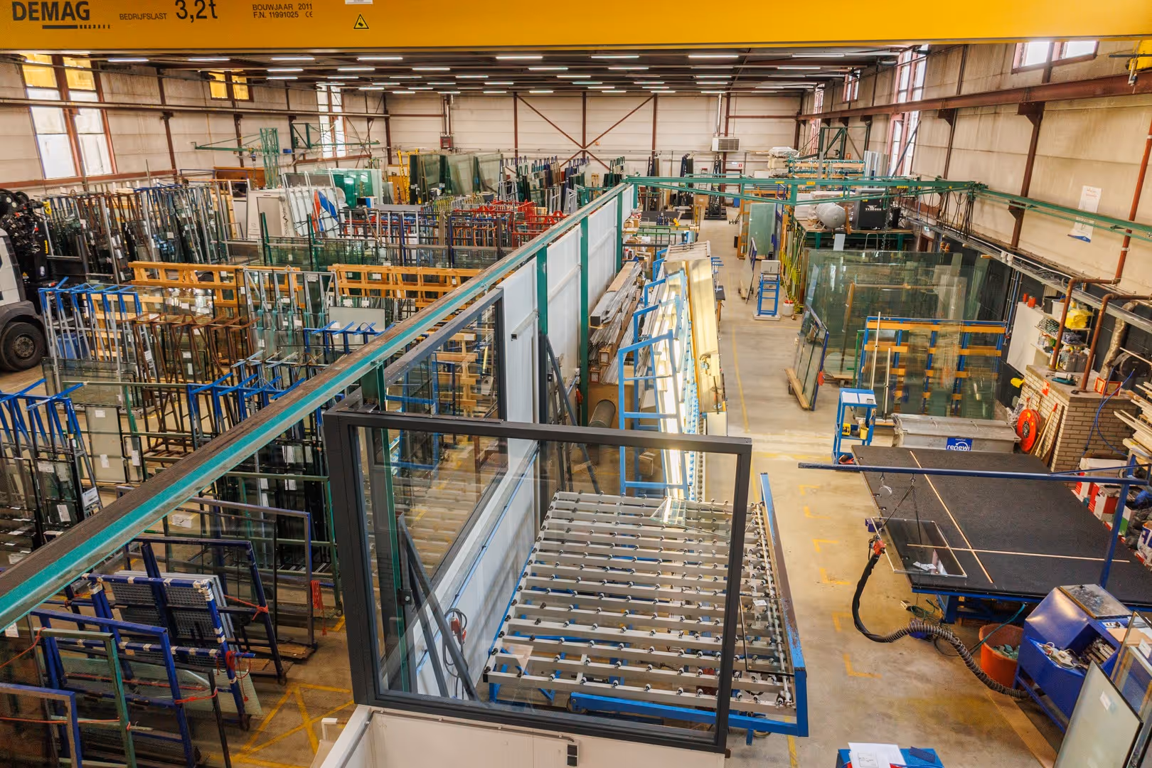 Foto van magazijn van glasgroothandel Heuvelglas in Rijswijk