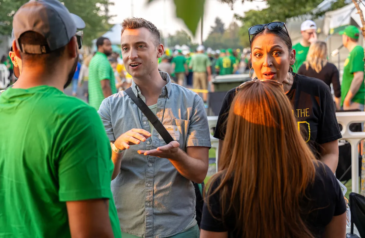 A small group of people in an engaging conversation.