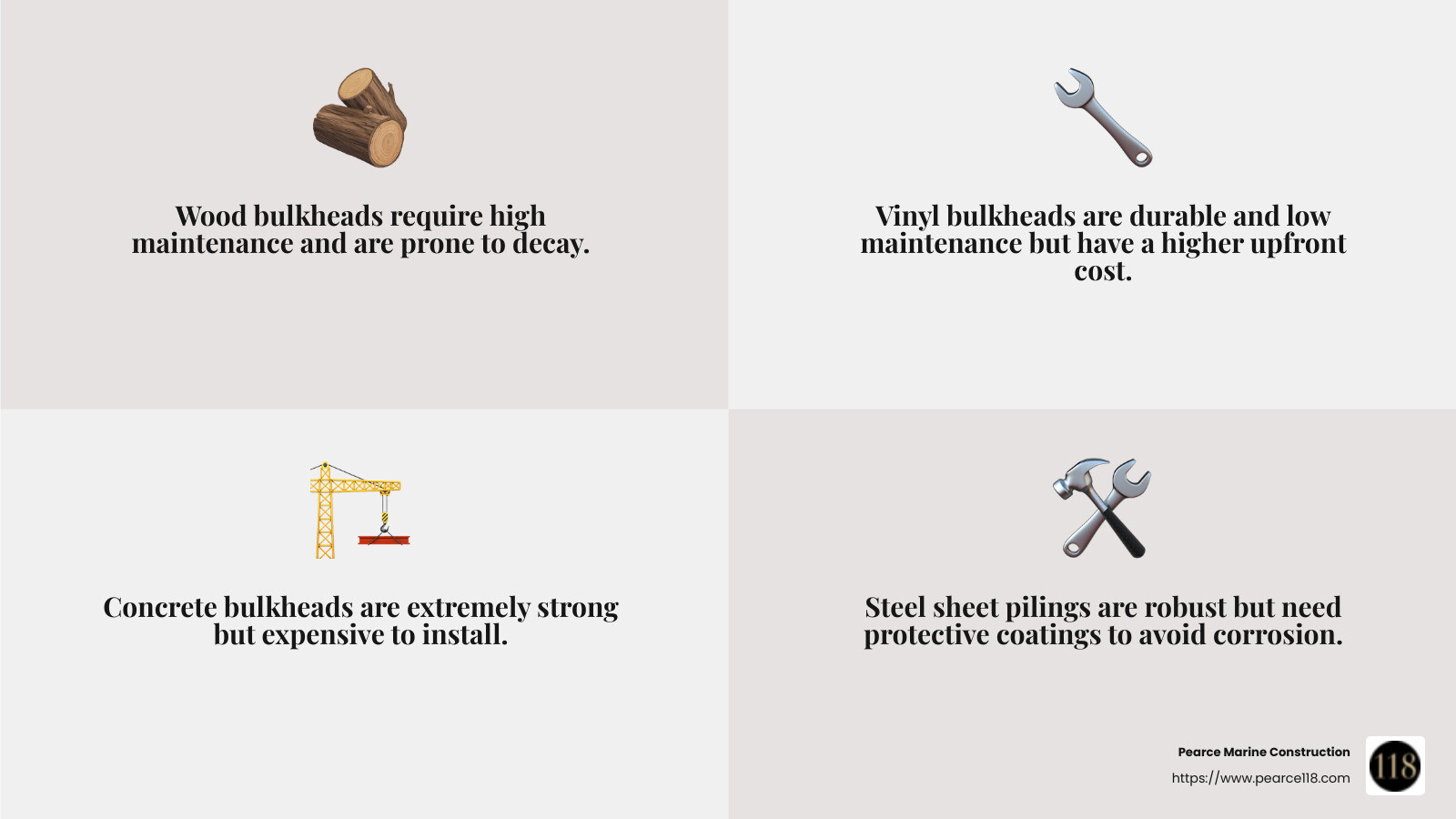 Helical pilings are used to secure and strengthen existing foundations and bulkheads. - Bulkhead contractors Long Island infographic 4_facts_emoji_grey