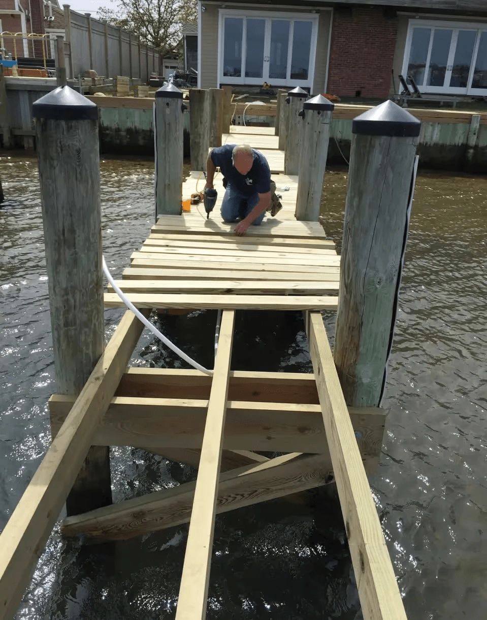 Professional dock framing with heavy-duty timber and galvanized hardware - dock installation near me Professional dock framing with heavy-duty timber and galvanized hardware - dock installation near me