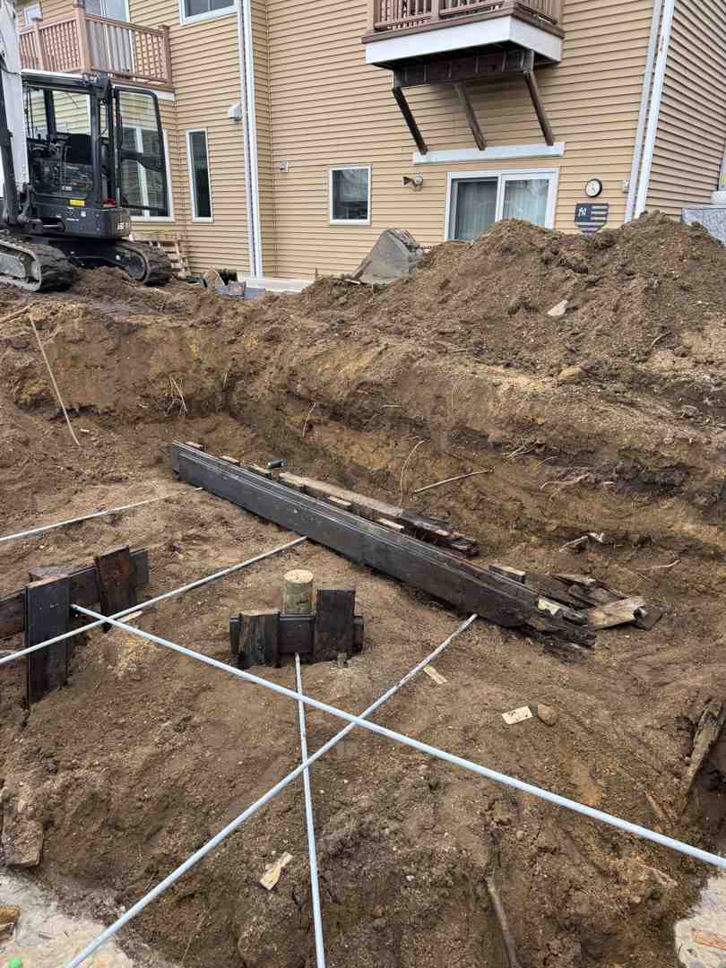 stepped footing excavation on a steep slope