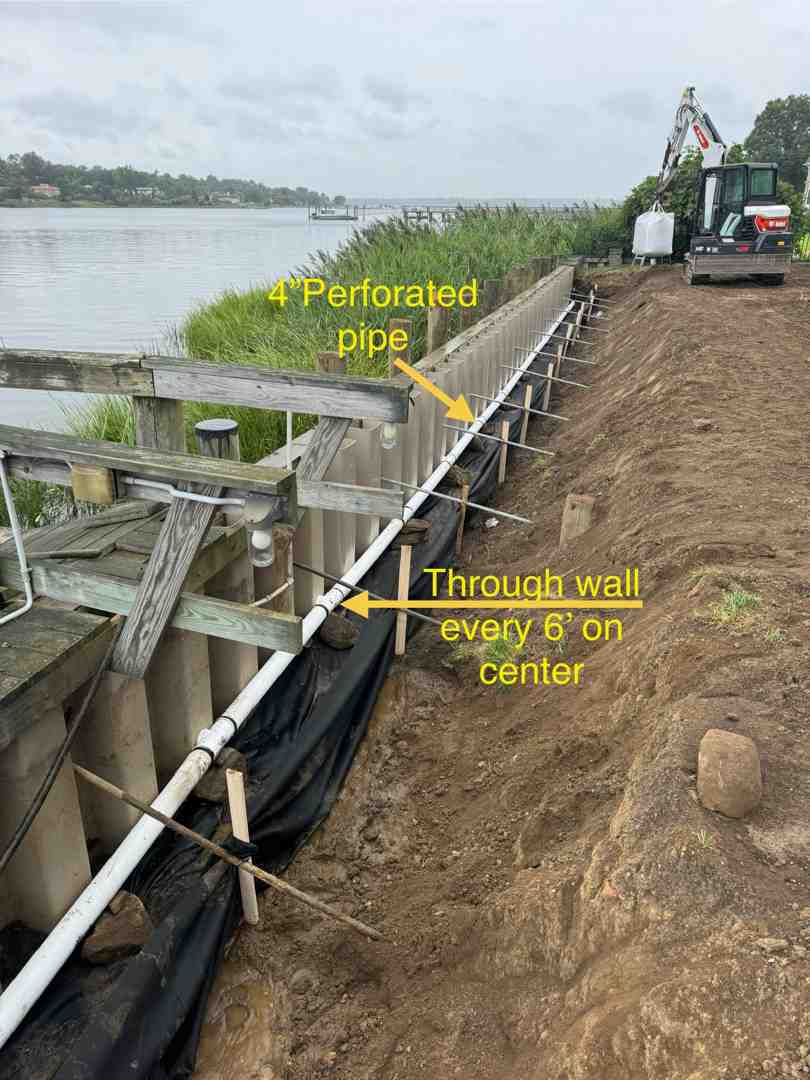 custom marine drainage system installation with weep holes and gravel backfill custom marine drainage system installation with weep holes and gravel backfill