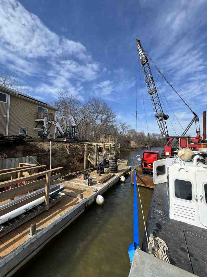 heavy-duty pile guides and boat lift installation in West Islip NY