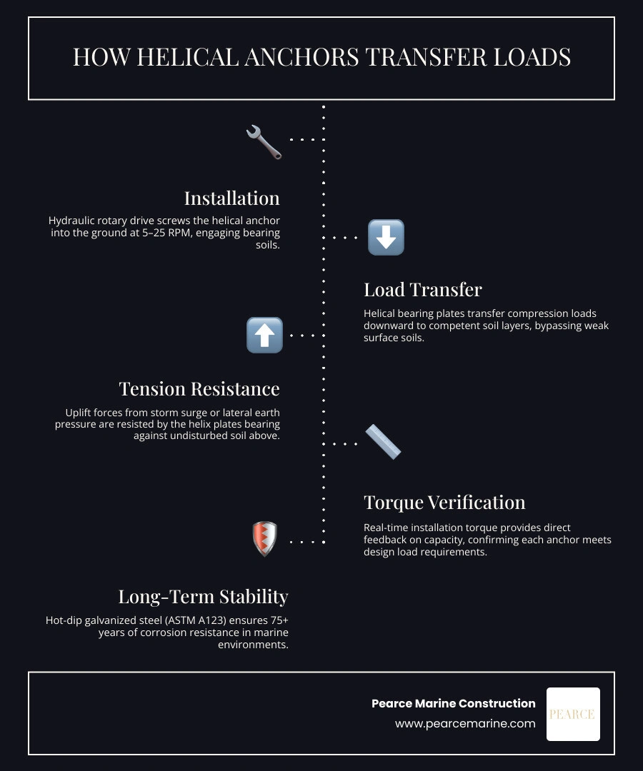 Helical anchor vs traditional anchor load transfer mechanism and holding force comparison infographic infographic Helical anchor vs traditional anchor load transfer mechanism and holding force comparison infographic infographic