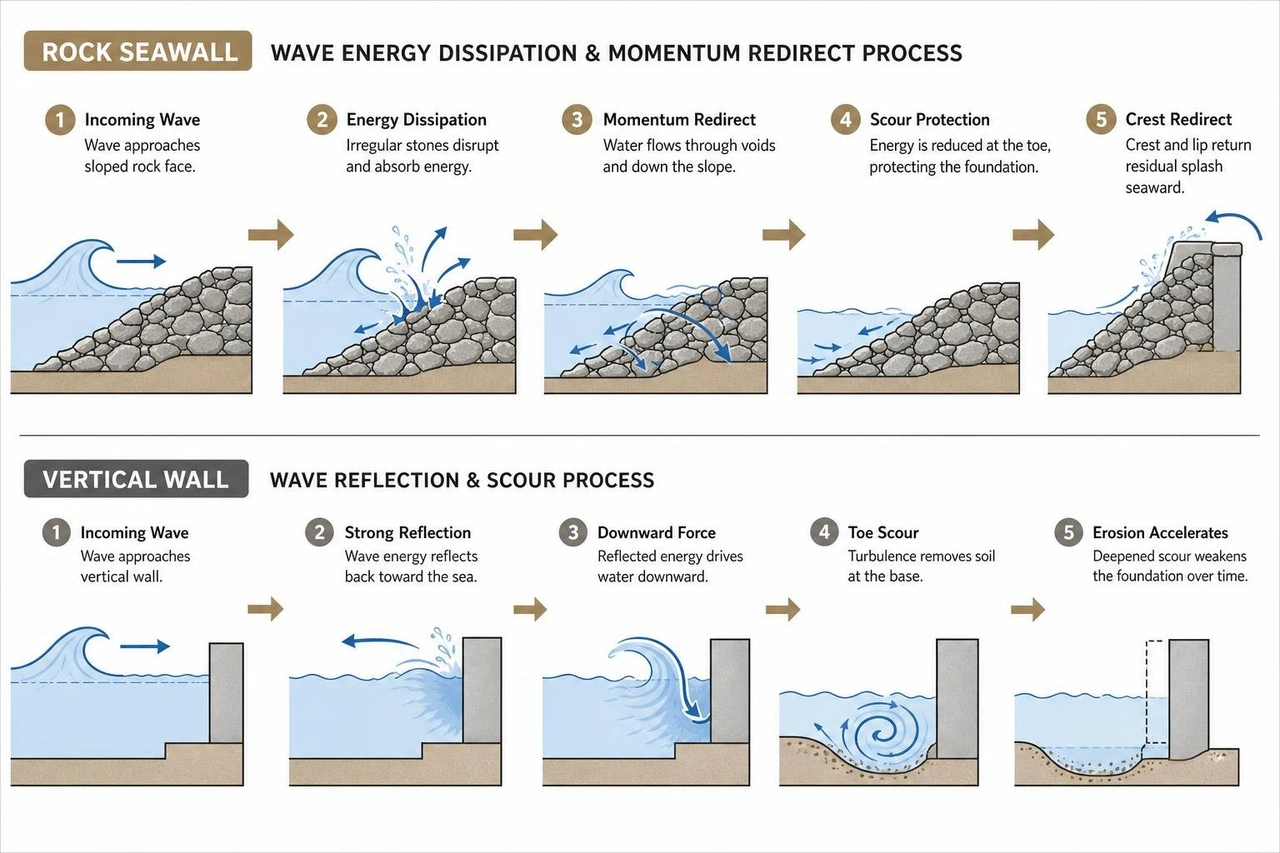 wave energy dissipation and momentum redirect process wave energy dissipation and momentum redirect process