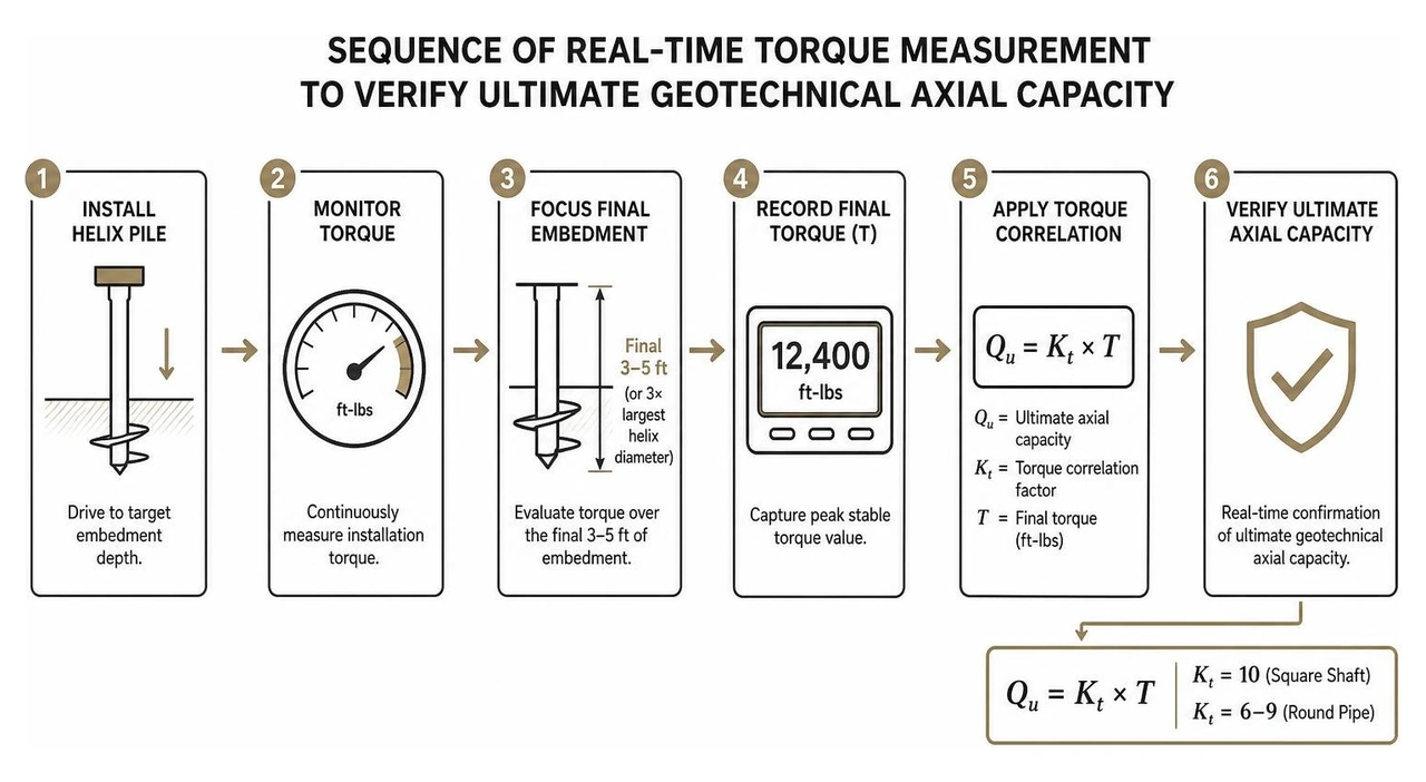 Sequence of real-time torque measurement to verify ultimate geotechnical axial capacity Sequence of real-time torque measurement to verify ultimate geotechnical axial capacity