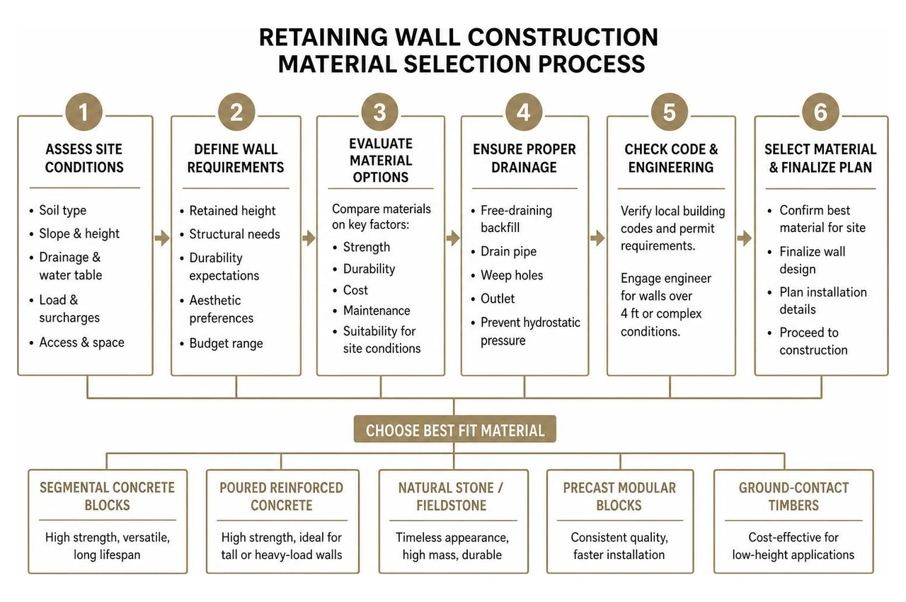 retaining wall construction selection process diagram