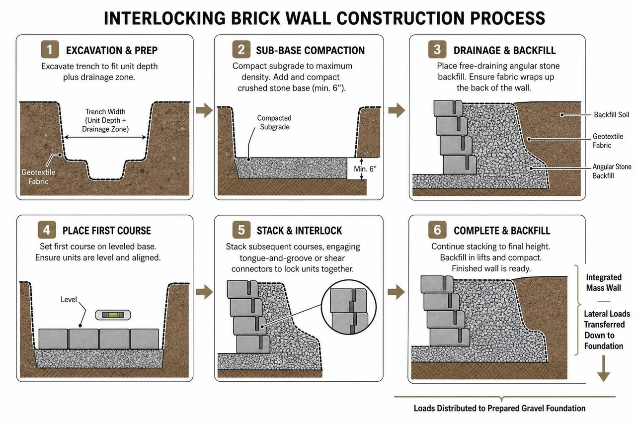 interlocking brick wall construction process interlocking brick wall construction process