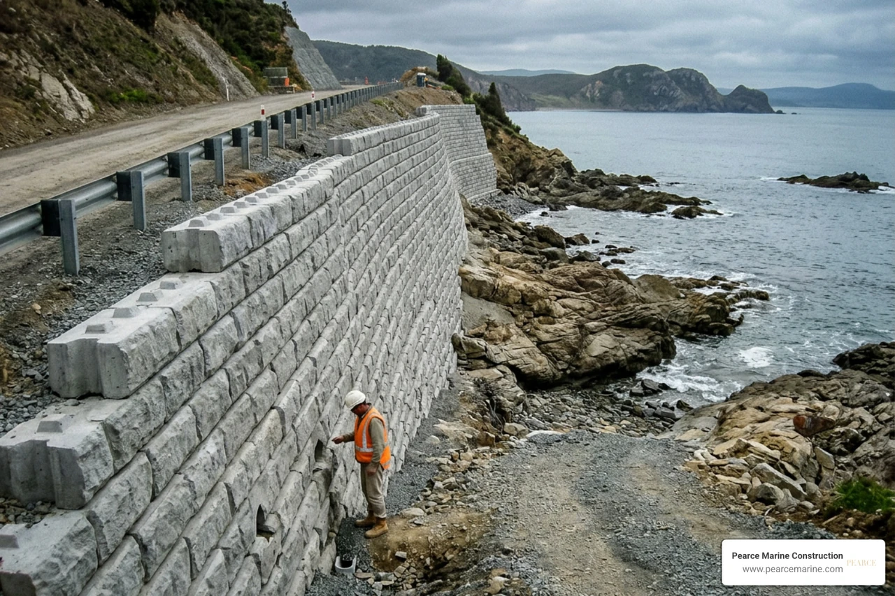 heavy-duty interlocking brick retaining wall on coastal grade heavy-duty interlocking brick retaining wall on coastal grade