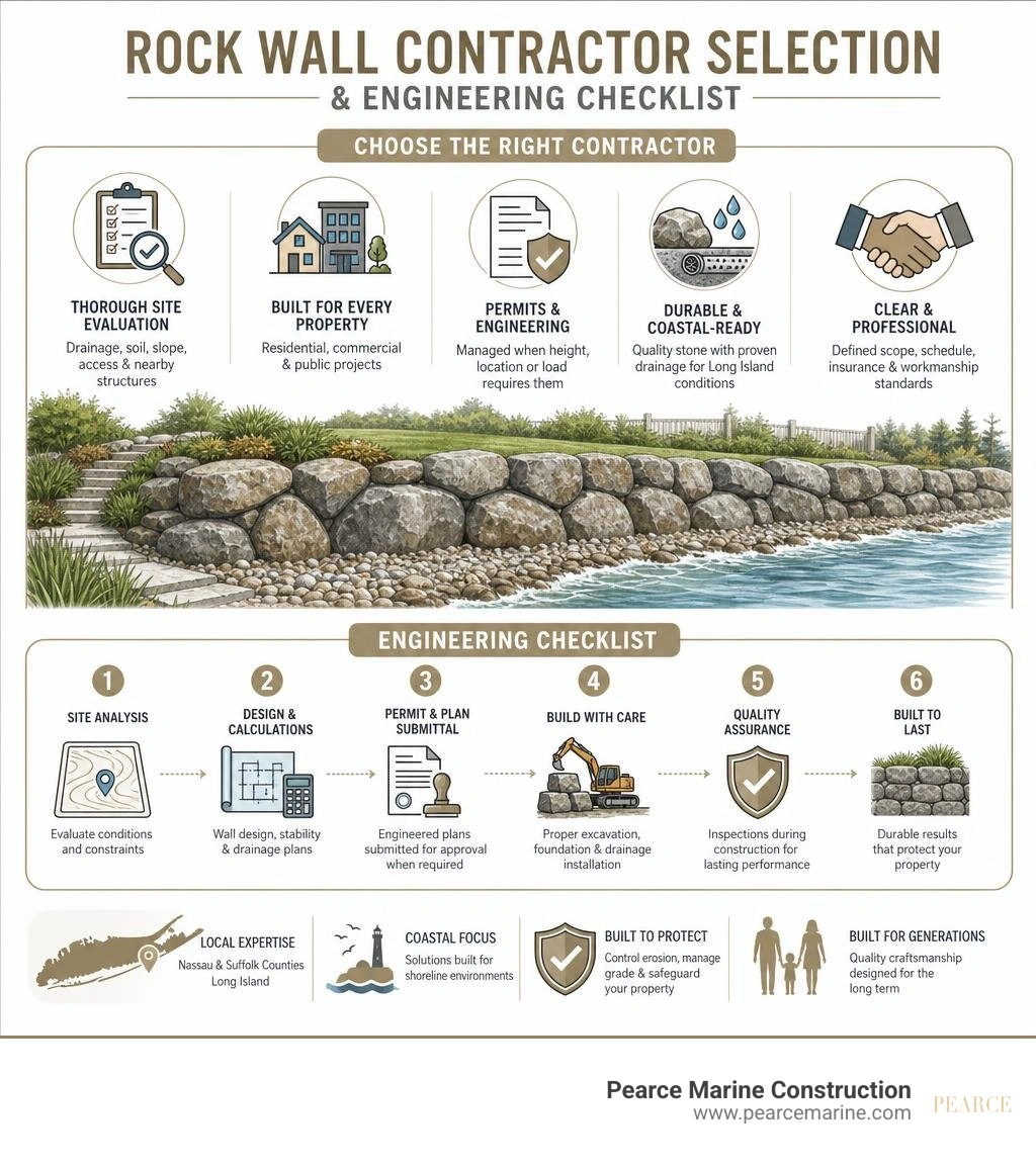 Rock wall contractor selection and engineering checklist infographic Rock wall contractor selection and engineering checklist infographic