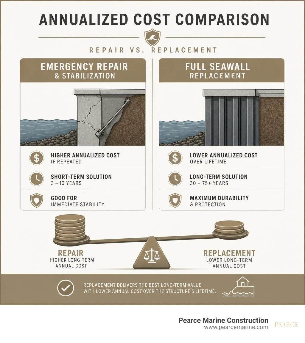 annualized cost comparison repair versus replacement infographic