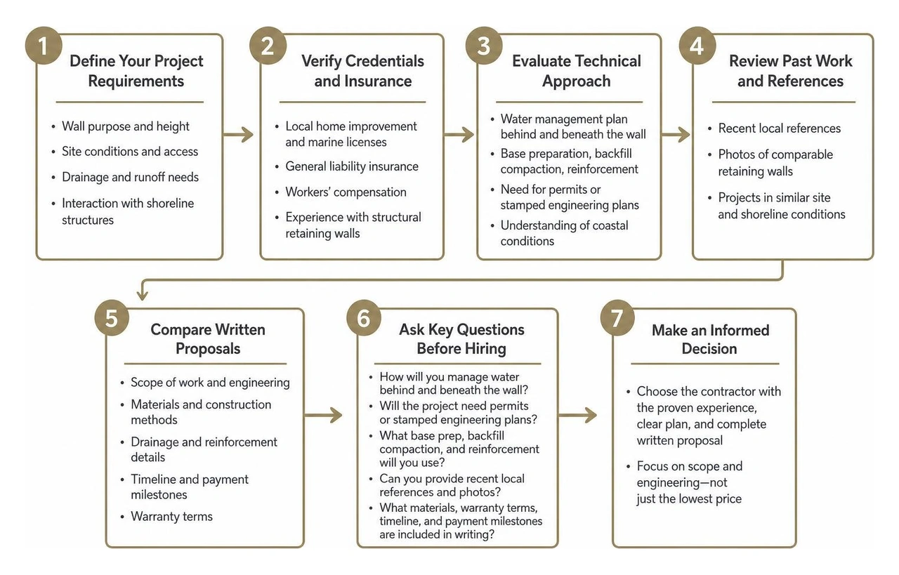 Step-by-step contractor evaluation workflow for structural walls