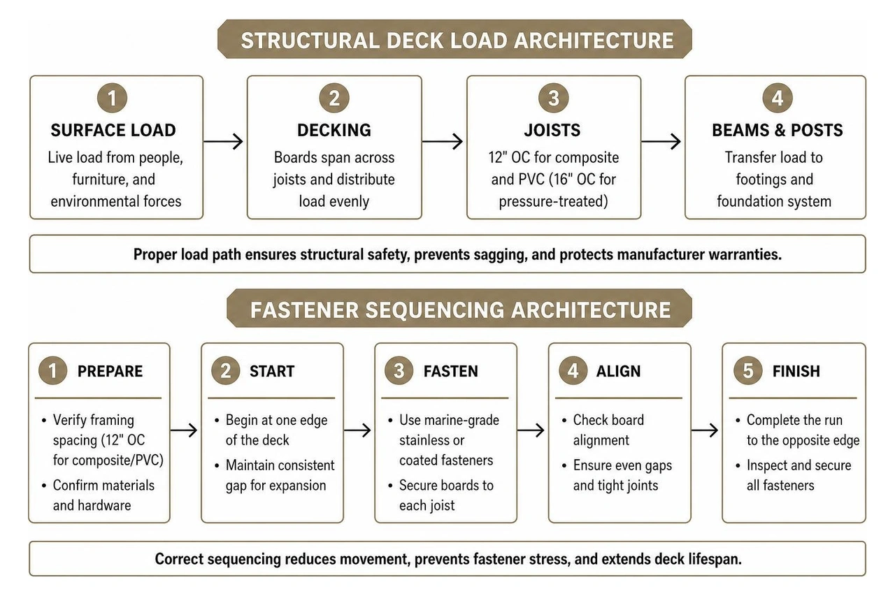 Structural Deck Load and Fastener Sequencing Architecture