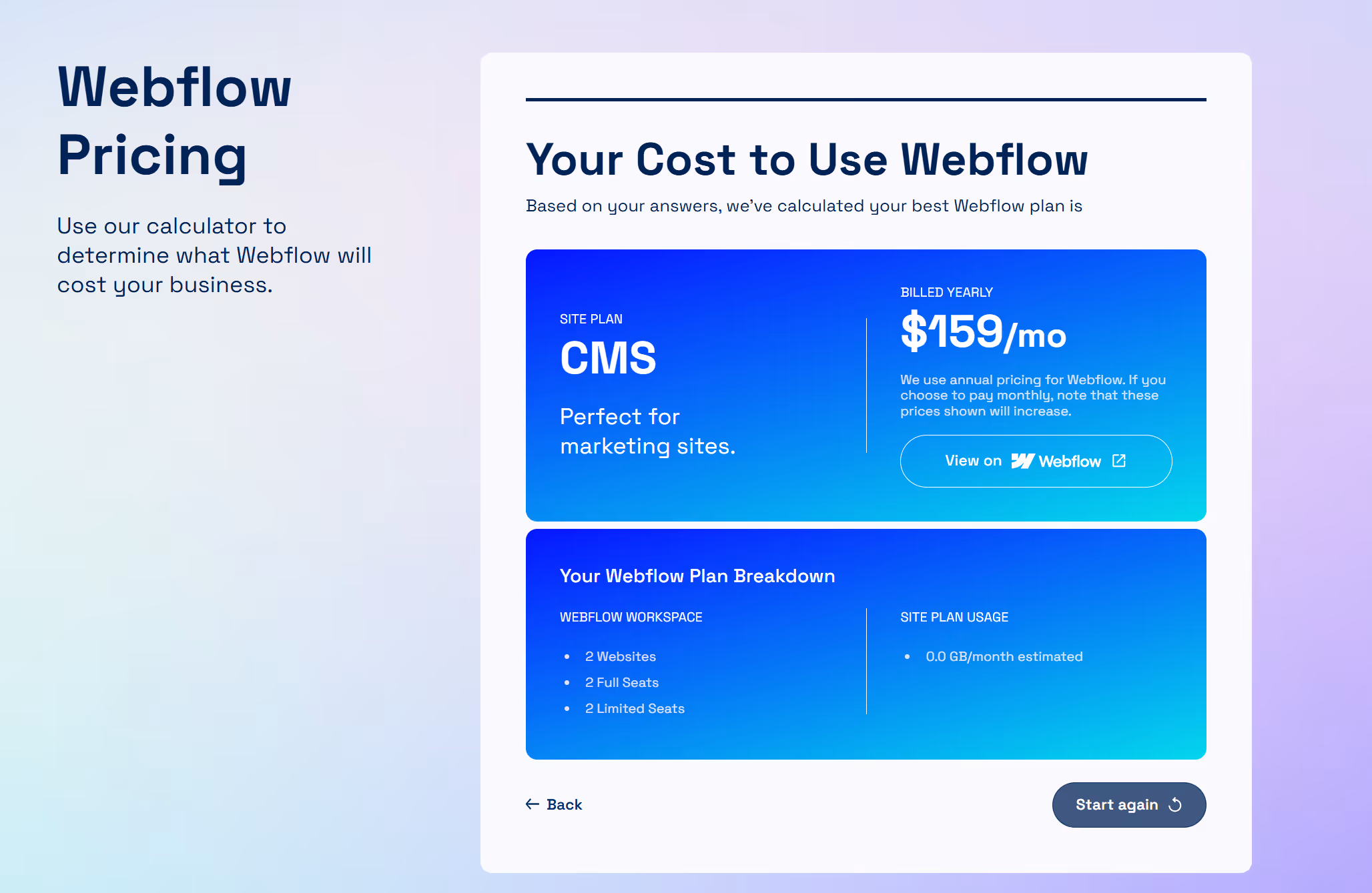 Webflow Pricing Made Simple: Our Free Calculator for Marketers