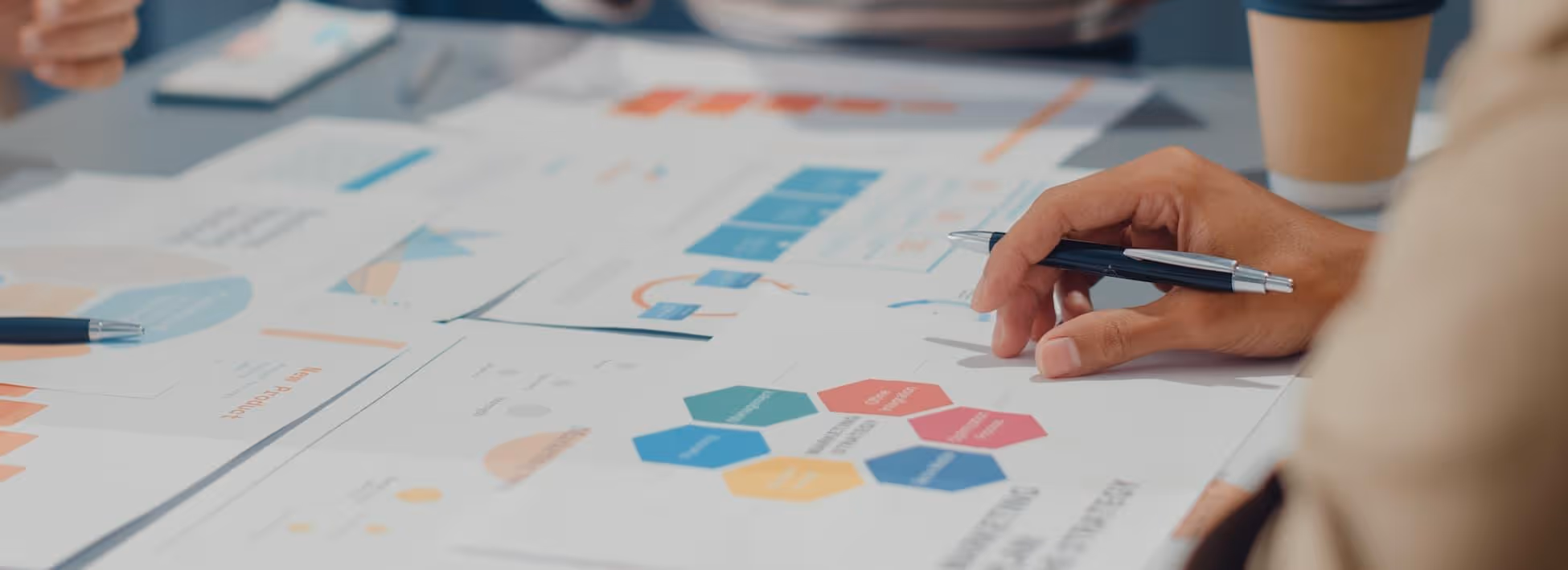 Business brainstorm, charts and such