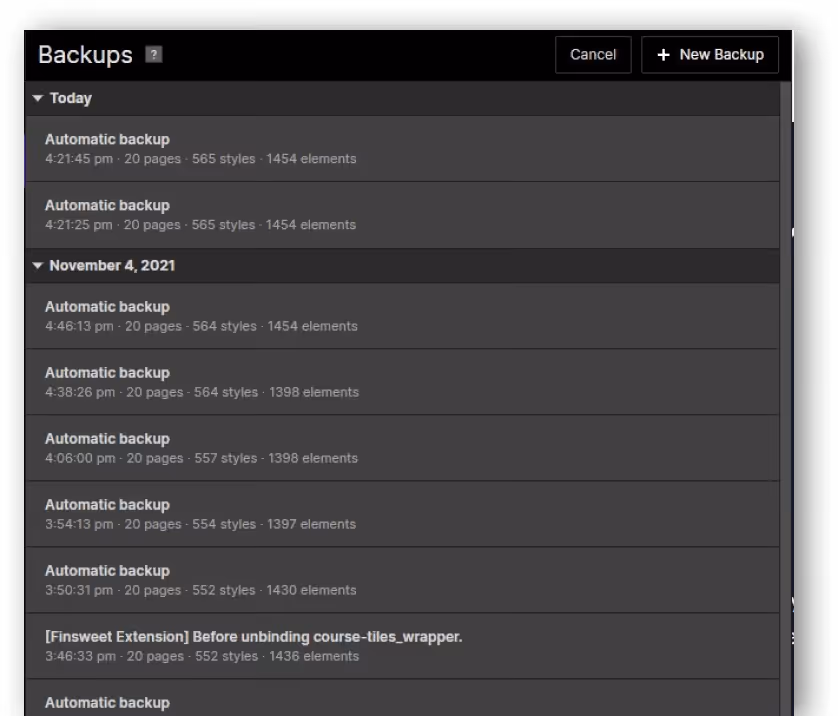 web design agency website backups